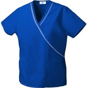 Electric Blue Ribbon Trim Mock Wrap Scru