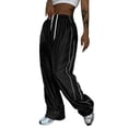thumbnail image 2 of hirigin Women's Casual Trousers Side Stripe Design Waist Drawstring Tie Loose Athleisure Straight Pants, 2 of 9