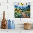 thumbnail image 3 of Sunset Sunflower Wall Clock Square Silent Non-Ticking Battery Operated Retro 7.78" Clock Home Kitchen Office Decoration, 3 of 7