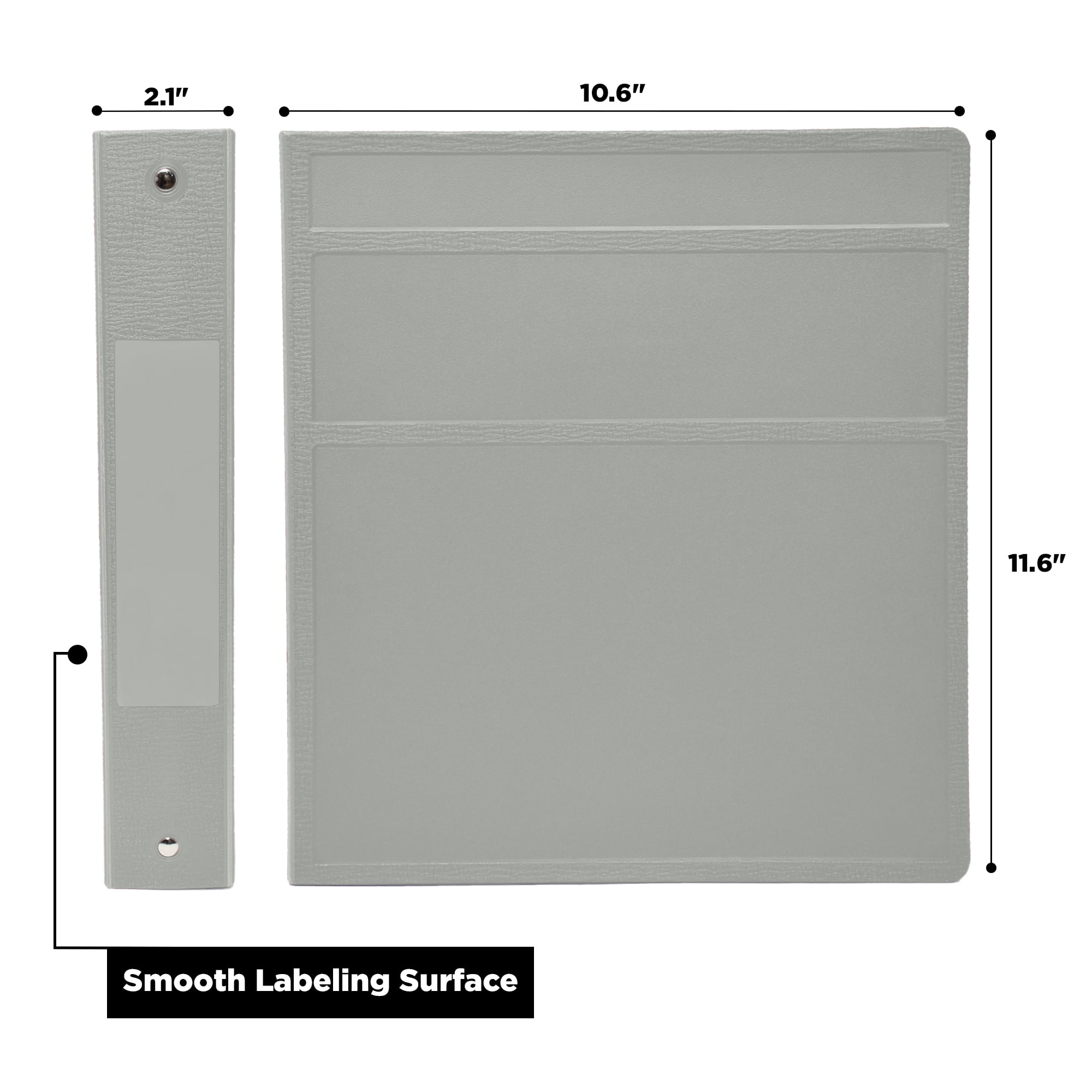 Carstens 1.5- Inch Heavy Duty 3-Ring Binder - Side Opening, Ash Gray