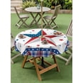 thumbnail image 3 of Outdoor Tablecloth with Umbrella Hole and Zipper, Independence Day Round Table Cloth 54 Inch Waterproof Tablecloth, Red Blue Patriotic Star Stripes Plaid Picnic Table Cover for Patio Camping, 3 of 7