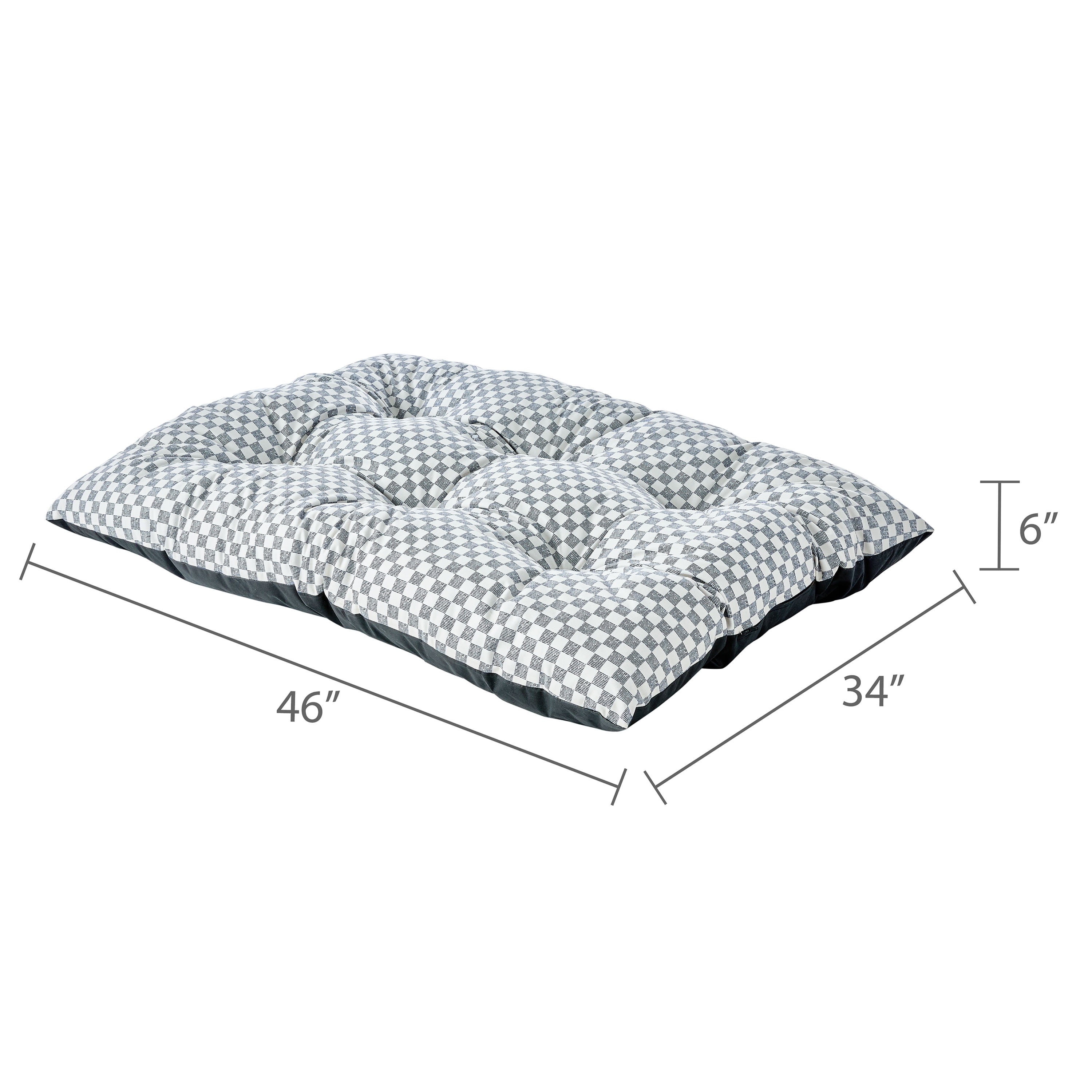 Vibrant Life Extra Large Tufted Pillow Dog Bed, Black and White, 34" x 46"