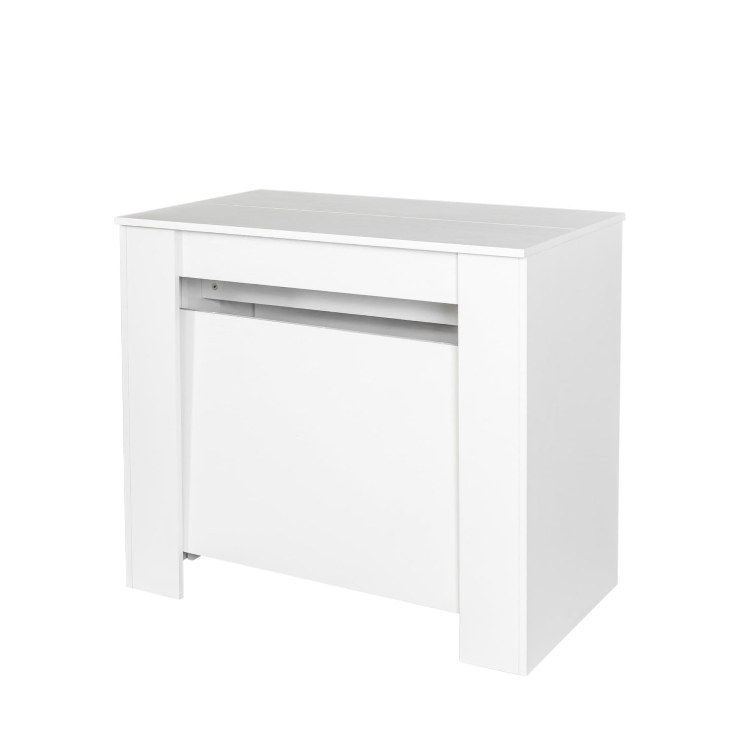 Multifunctional Extendable Console Table, 118.11" Large Expandable Dining Table with Storage Extension Design, Modern Wood Desk for Dining, Living, Home Office & Small Spaces, White