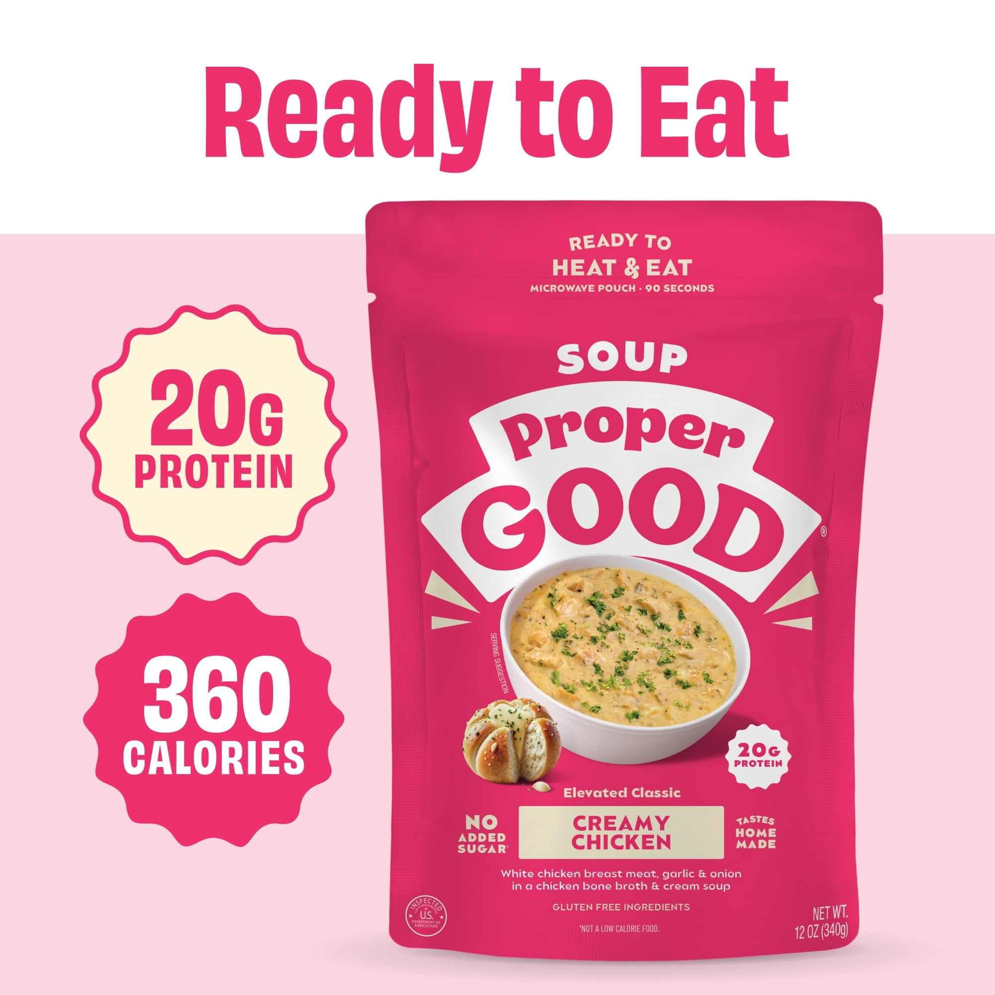 Proper Good Creamy Chicken Soup, Ready in 90 Seconds, Shelf Stable Meal, 12 oz