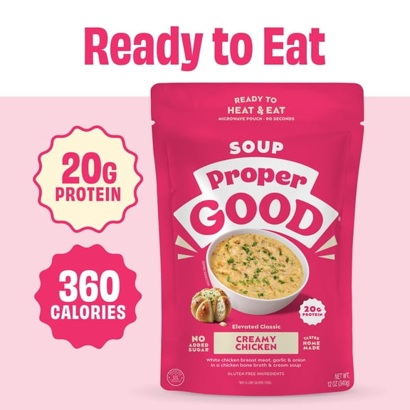 Proper Good Ready to Serve Creamy Chicken Soup, 12 oz, Shelf-Stable