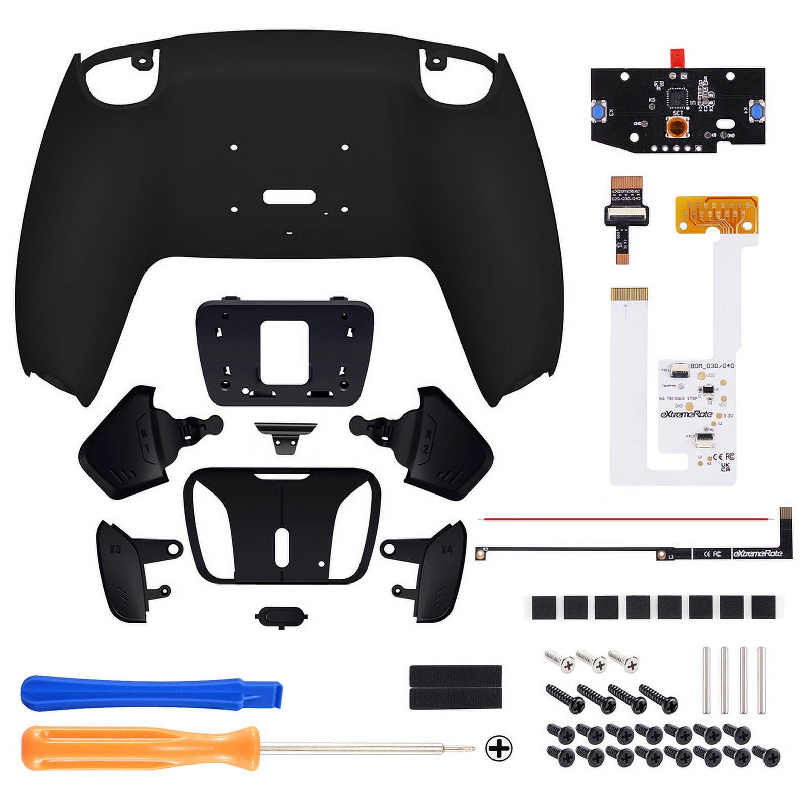 eXtremeRate Back Paddles Programable RISE4 V3 Remap Kit for PS5 Controller BDM-030 040 050, Upgrade Board Black Redesigned Bottom Shell 4 Back Buttons Set for PS5 Controller - NO Controller