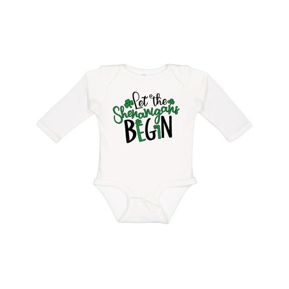 Inktastic St. Patrick's Day Let the Shenanigans Begin Boys or Girls Long Sleeve Baby Bodysuit