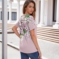 thumbnail image 4 of IYYVV Short Sleeve T Shirt for Women Summer Top 2026 Plus Size Casual Button V-Neck Loose Fit T Shirt Floral Graphic Shirt Pink S, 4 of 6