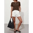thumbnail image 5 of ANRABESS Womens Boat Neck Tops Short Sleeve T-Shirts Causal Fashion Tee Shirts 2026 Summer Spring Clothes Brown Small, 5 of 7