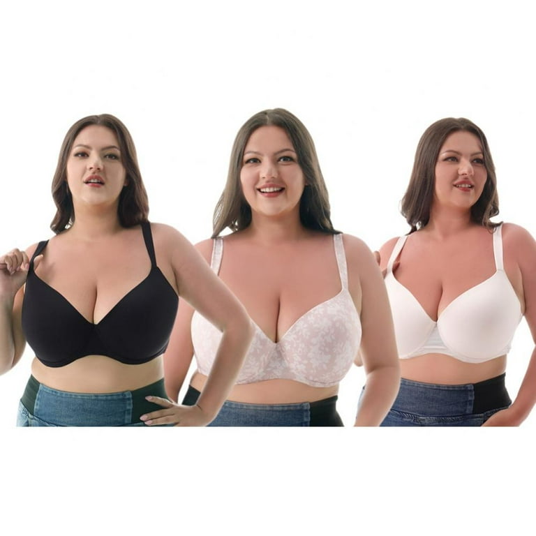 Popvcly 3Pack Large Size Decompressing Push-Up Bra for Women