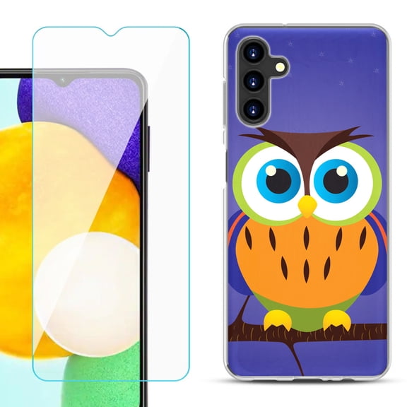 Slim-Fit TPU Fashion Phone Case for Samsung Galaxy A13 5G, with Tempered Glass Screen Protector, by OneToughShield ® - Night Owl