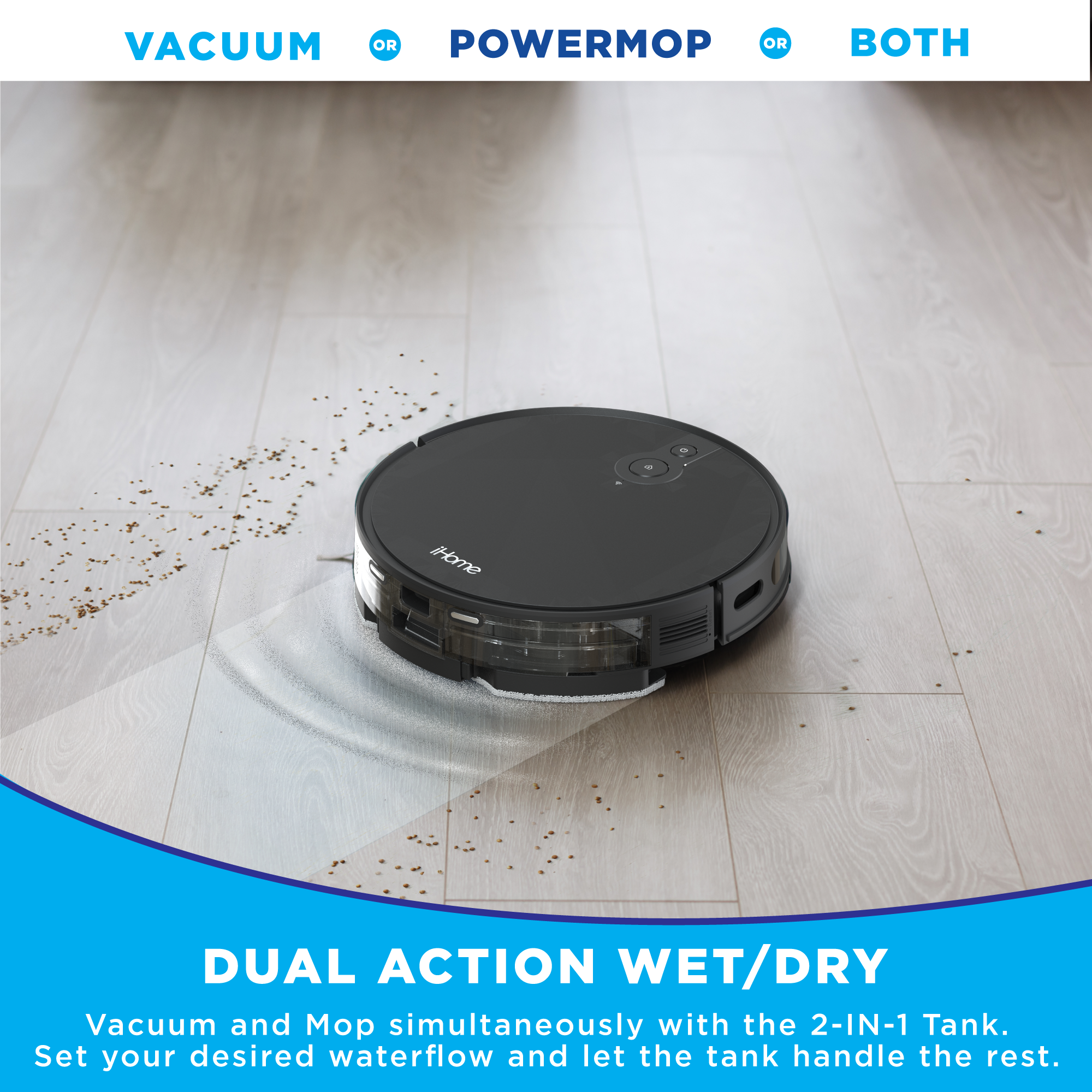 iHome AutoVac Eclipse Pro 3-in-1 Robot Vacuum and Vibrating Mop, Homemap Navigation - image 5 of 10