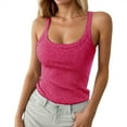 thumbnail image 6 of Razzly Women's Ribbed Spaghetti Strap Tank Top Slim Fitted Camisole Basic Sleeveless Layering Shirt(Hot Pink,XXL), 6 of 6