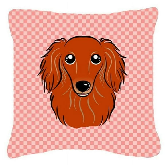 Checkerboard Print With Dog Fabric Decorative Pillow