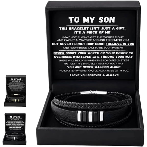 Personalized Braided Leather Bracelet for Men, Custom Engraved Mens Leather Cuff Bracelet with Stainless Steel Clasp, Handmade Woven Wristband (19cm/21cm/23cm)Silver