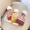 thumbnail image 4 of Winter Warm Plaid Pompom Baby Hat and Scarf Sets Kids Thick Soft Knitted Neckerchief Accessories Children Beanie Boys and Girls, 4 of 5