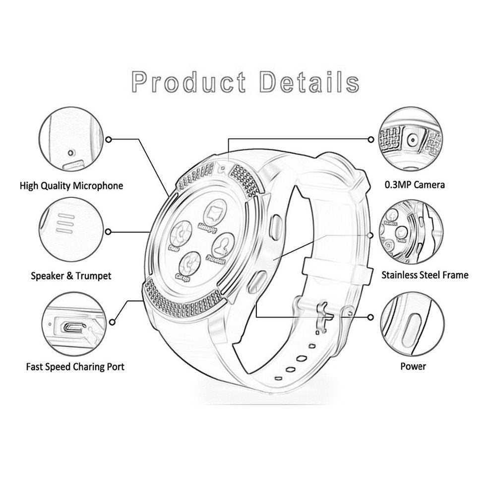 TINGYI V8 1.22 Inch Large Screen Smart Watch Card Smart Wear Sleep