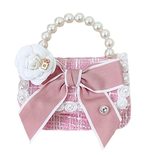 Bolsos Para Niños Bolsa Arco flor niños perla mango cadenas niñas bandolera para regalo (rosa) Tmvgtek Para Estrenar