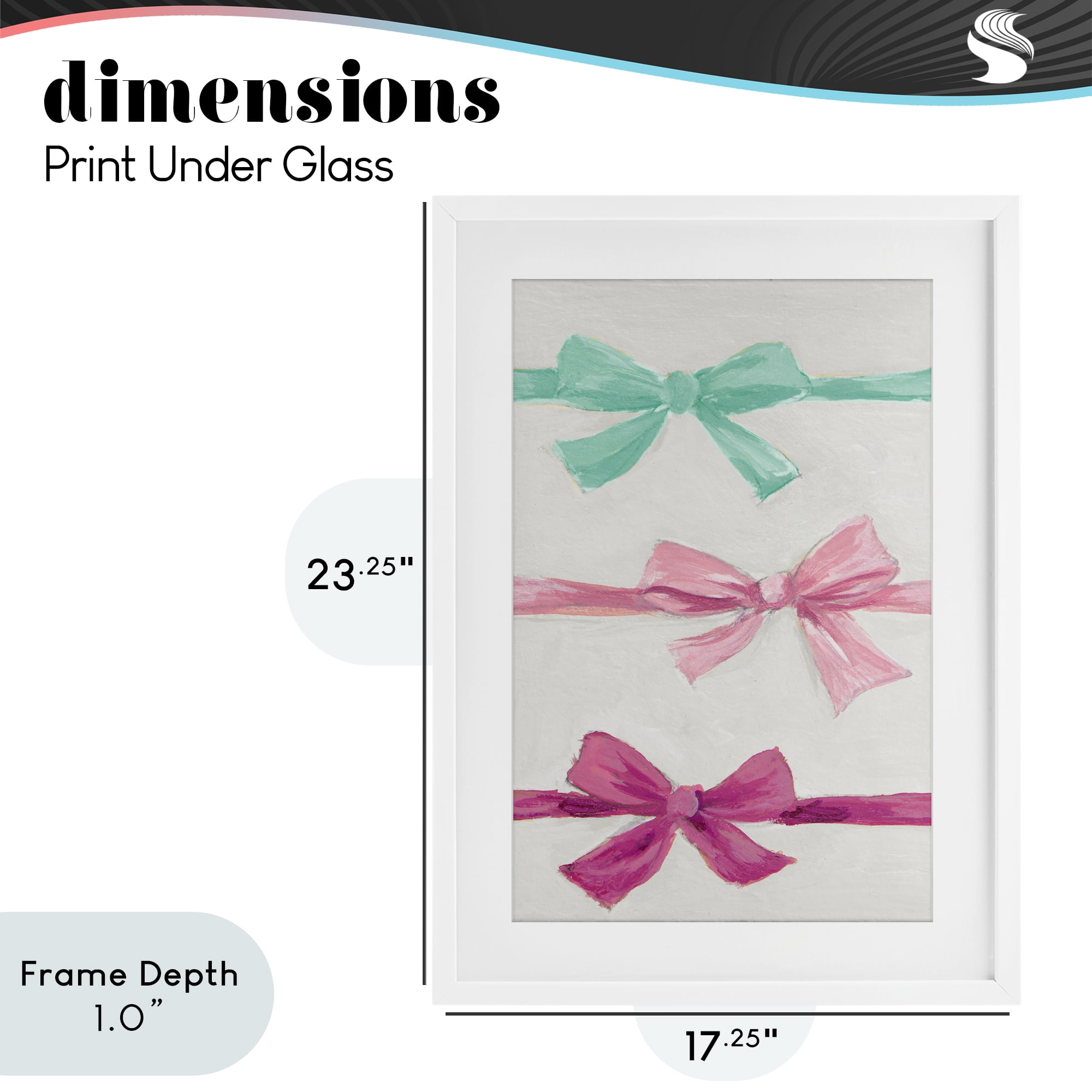 Stupell Industries Ribbon Bows Trio White Framed Print Under Glass, design by Lanie Loreth