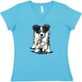 thumbnail image 3 of Inktastic Tri-color Border Collie Women's V-Neck T-Shirt, 3 of 5