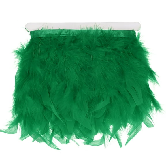 Uxcell 1-Pack Turkey Feather Trim Fringe, 2 Yards 4-6" Natural Fluffy Feather Trim [Dark Green]