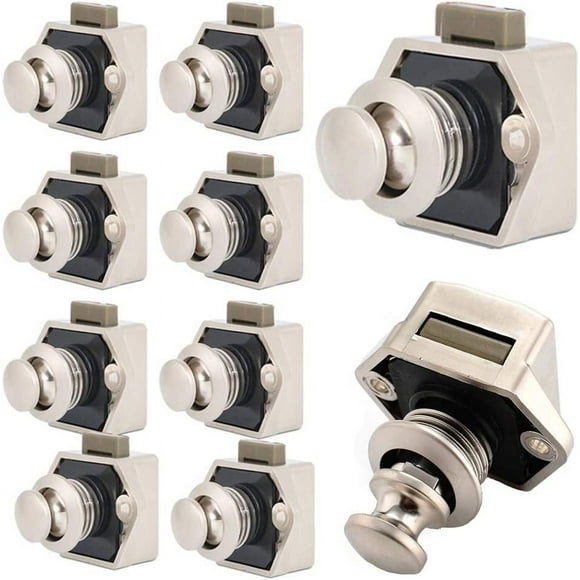 10PCS Push Button Latch,Keyless Cabinet Lock Cupboard Door Knob Clasp,for Zippered Furniture,Yachts,Caravans,Motorhomes,Camping Boats