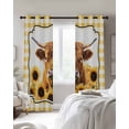thumbnail image 3 of Yellow Yak Blackout Curtains, Light Blocking Print Window Curtains, Sunflowers Checkered Elegant Pastoral Buffalo Thermal Insulated Window Drapes for Living Room 2 Panels, 55"W x 39"L, 3 of 9