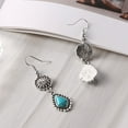 thumbnail image 6 of Eosunjian 1 Pair Women Hanging Earrings Retro Anti-allergy Bohemian Style Flower Stone Shape Electroplated Faux Turquoise Ear Jewelry Prom Party Long Hook Earrings Blue, 6 of 12