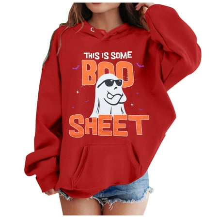 

Girls Sweatshirts 14-16 Girl s Hoodie Long Sleeve Soft Sweatshirt Graphic Hoody Kids Cute Pullovers Top Clothes for Girls Breathable Sweat Wicking and Warm Hoodie Red 100