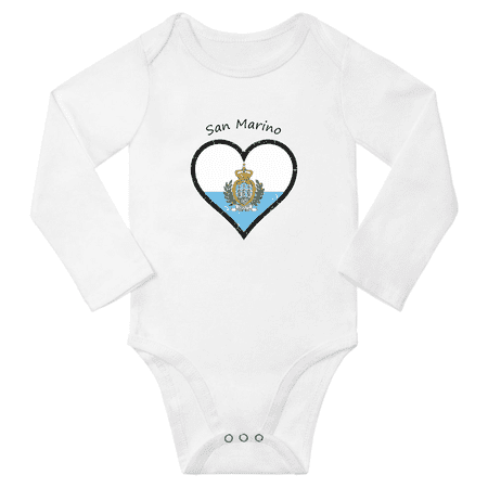 

San Marino Flag Heart Love Baby Long Sleeve Bodysuit (White 6 Months)