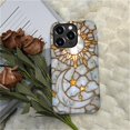 thumbnail image 5 of Punmada Compatible with iPhone 16 Pro Glossy Case For Girl Boy Full Body Protective Hard Shell Esthetics Pattern White Marble Golden Sun Moon Mosaic, 5 of 7
