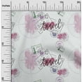 thumbnail image 1 of oneOone Georgette Viscose Pink Fabric Stamps & Direction Compass Travel Craft Projects Decor Fabric Printed By The Yard 42 Inch Wide, 1 of 4