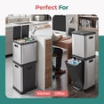 thumbnail image 7 of HOLDN’ STORAGE 36L Triple-Compartment Trash & Recycling Bin for Kitchen, Multi-Access Opening, Odor Control, Stainless Steel, 3 Trash Bag Rolls Included, 7 of 7