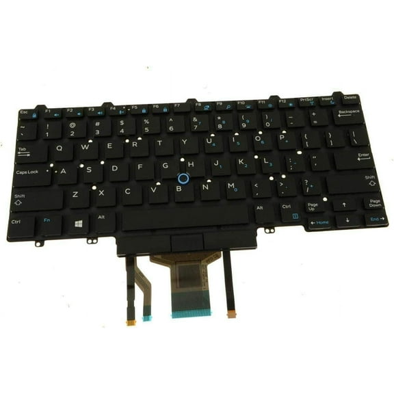 New US Black Backlit English Laptop Keyboard (Without Frame with Stick Pointer) Replacement for Dell Latitude 7490 5490 5491 5495 DP/N: 6NK3R, 06NK3R Light Backlight