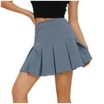 thumbnail image 2 of YUTK Skirt for Women - Women Fashion Casual High Waist Ruffled Elastic Waist Short Skirt Blue M, 2 of 8