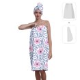 thumbnail image 2 of Colevkie Women 2 Pieces Bath Wrap Set Bath Skirt & Shower Cap Absorbent Soft Quick Drying Adjustable for Bathroom Sauna Beach Hotel Printed Cute Florals Pattern, 2 of 8