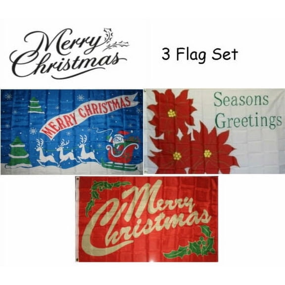 3x5 Merry Christmas 3 Flag Wholesale Set #6 3'x5' House Banner Grommets
