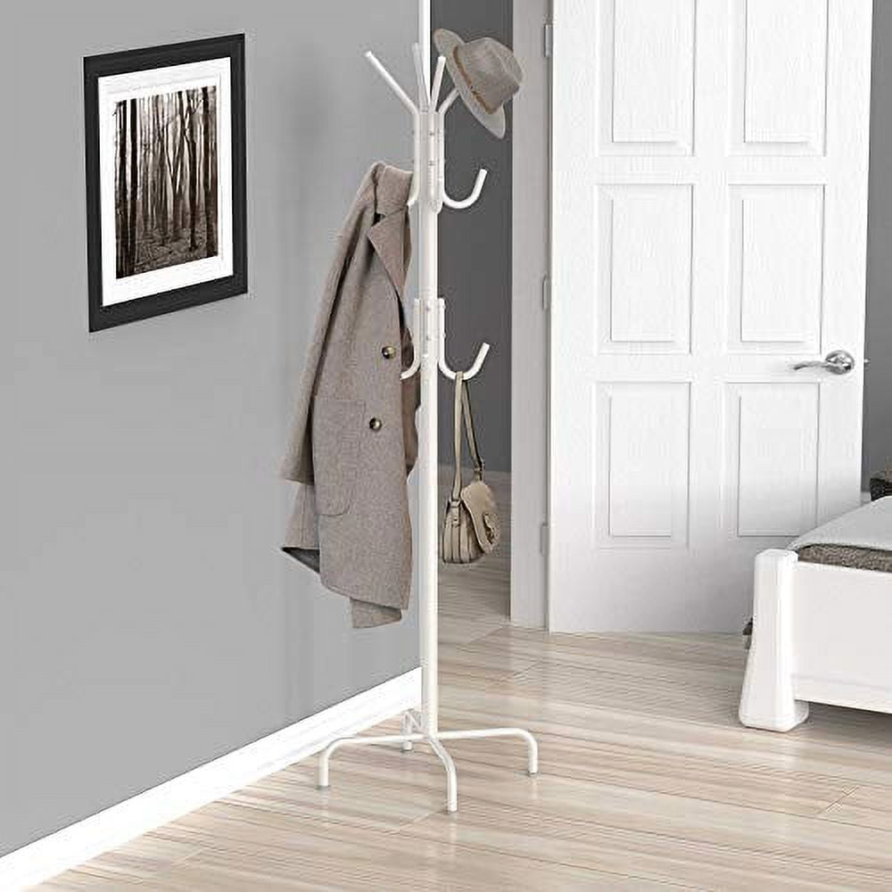 Aldie Wood Modern Free Standing Coat Rack, Organizer Clothes Handbag Storage Stand Hall Tree, for Entryway Loon Peak Color: White