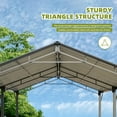 thumbnail image 3 of EROMMY 10'x16' Metal Carport Heavy Duty, Multi-Use Shelter with Powder-Coated Steel Roof and Frame, Portable Car Garage Kit for All Weather, Outdoor Carport for Vehicle, Truck and Boat, 3 of 9