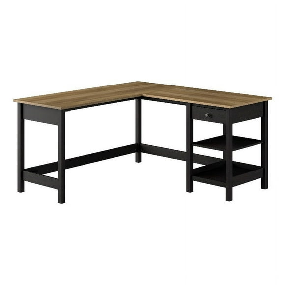 Mayfield 60W L Shaped Computer Desk in Vintage Black and Reclaimed Pine