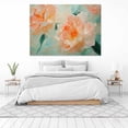 thumbnail image 3 of Mudket Framed Canvas Wall Art Blush Peach Peony Flower Mint Green Background Prints Wall Decor Floral Print Ready to Hang for Living Room Bedroom Farmhouse Decor - 12"L x 8"W, 3 of 10