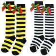 thumbnail image 5 of Esaierr 2 Pairs Kids Girls Christmas Socks Knee High Socks Long Socks Soft Cute Bow Socks for 7-12Y, 5 of 5