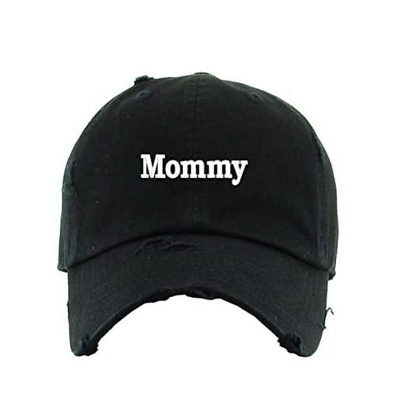 Mommy Vintage Baseball Cap Embroidered Cotton Adjustable Distressed Dad Hat Black