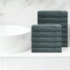 thumbnail image 2 of Juego de 12 toallas de baño de algodón tejido a rayas altamente absorbentes en gris oscuro, 2 of 7