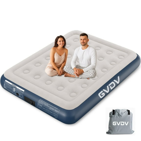 GVDV 13" Queen Air Mattress with Built-in Pump, Raised Inflatable Bed for Home & Guests, Quiet Surface Blow-up Mattress, Portable Air Bed, Colchón Inflable, Supports up to 660 lbs