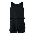 thumbnail image 1 of Combinaisons Sans Manches à Imprimé Floral et Solide pour Femmes, Ensemble de Shorts pour Femmes Noir G, 1 of 5