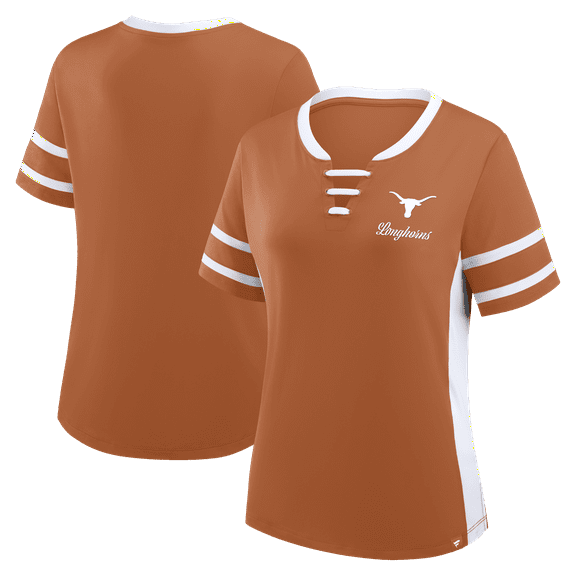 Women's Fanatics Orange/White Texas Longhorns Be Fearless Athena Lace-Up T-Shirt