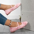 thumbnail image 4 of Miluxas Women's Floral Mesh Lace Ballet Flats Square Toe Slip on Dressy Casual Shoes Pink 8.5(41), 4 of 7