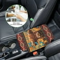 thumbnail image 5 of Renewold Car Center Console Armrest Cover Soft Armrest Cover Lid Non-slip Middle Console Cover with Side Storage Pocket for Car Seat Organizer, American Tribal Highland Cattle Sunflower Butterfly Red, 5 of 9