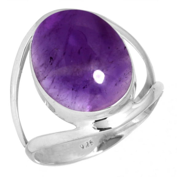 925 Silver Ring For Women - Teens Violet Natural Amethyst Stone Silver Ring Size 11 February Birthstone Fashion Silver Ring Size 11 Gift For Wife On Friendship Day 925 Silver Jewelry With Gemstone